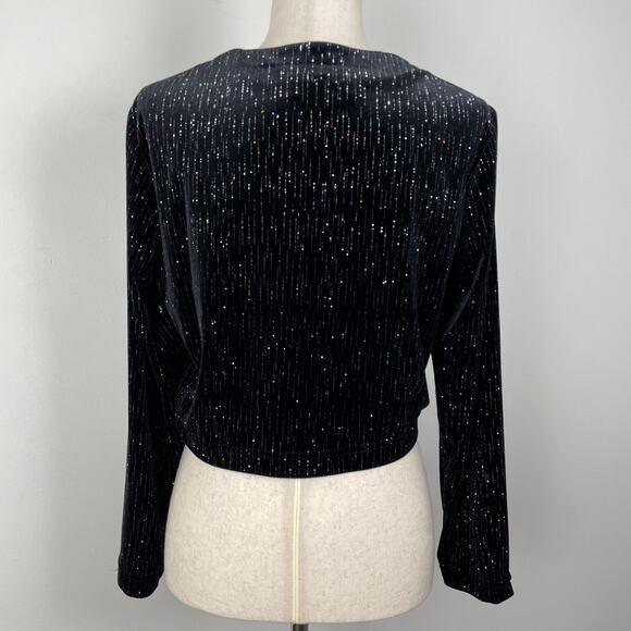 90s VTG Ronni Nicole 2-Pc Velvet Evening Dress w/ Jacket Black Glitter Sparkly - Picture 15 of 16